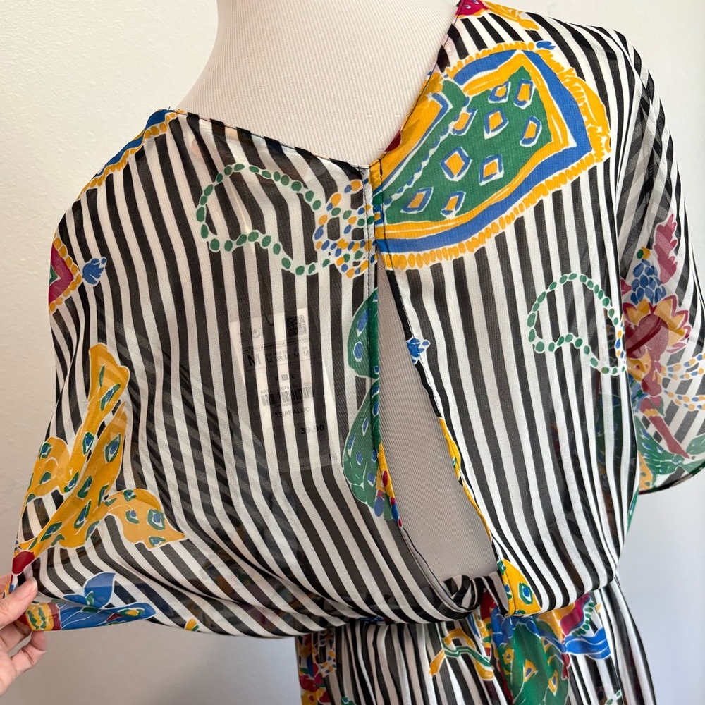 NWT Zara Striped Beach Cover-Up M - Picture 7 of 16